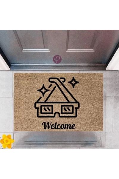 Mu Art Ahşap Door Mat Decorative Digital Printing Welcome P-2386