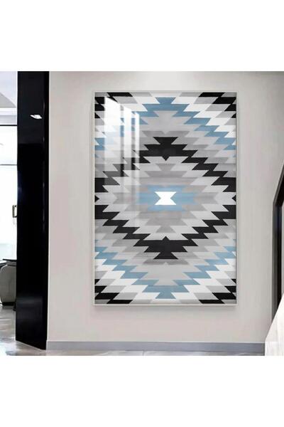 4gdran لوحة جدارية خشبية بتصميم الفن التجريدي مع برواز فضي و طبقة من الاكرليك...