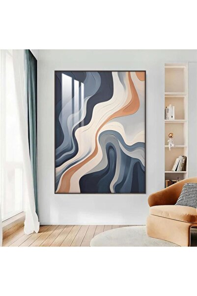 4gdran لوحة جدارية خشبية بتصميم الفن التجريدي مع برواز شامبين و طبقة من الاكرليك الشفاف