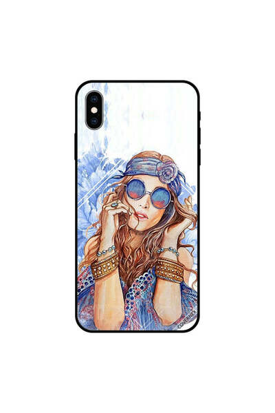 Covernex غطاء حماية لهاتف iPhone XS MAX بتصميم فستان أزرق ونظارة زرقاء للبنات