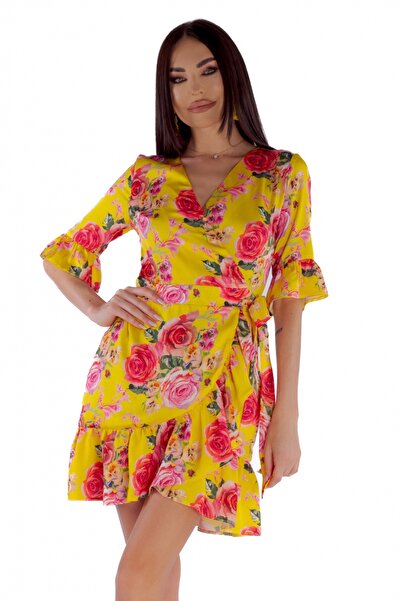 Atmosphere Fashion Yellow dress with veil flowers