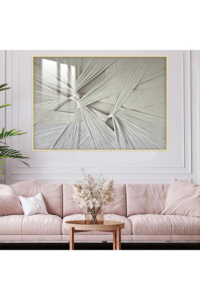 SND Wooden wall panel printed with gypsum board design with a golden frame an...