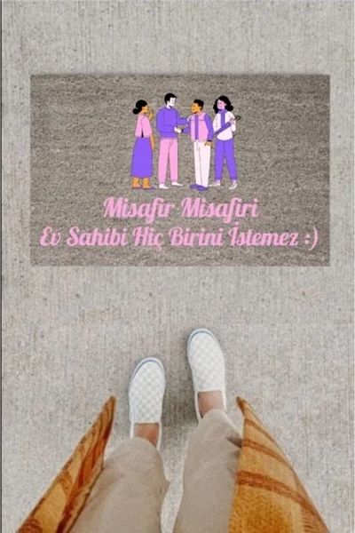 Mu Art Ahşap Door Mat Decorative Digital Printing Guest P-2349