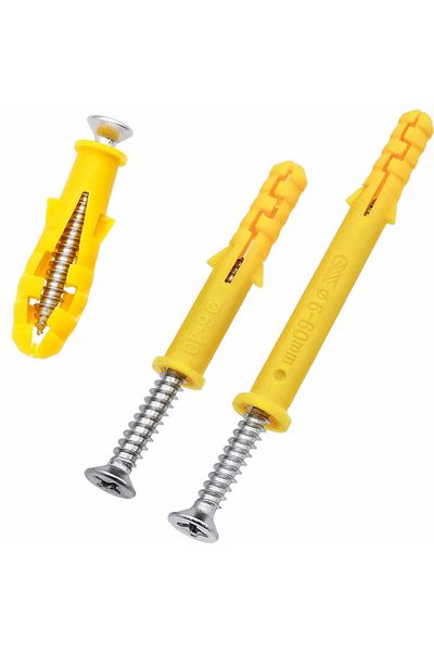 MgcTolBox Set of 160 universal dowels and screws MgcTolBox, silver/yellow, stainless steel/PP, M4/ M6