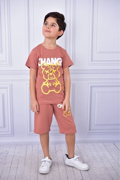 ruhaay Unisex Change Printed Children's Short-Sleeved Summer Shorts with Elastic Waist and Pockets Bottom Top Suit