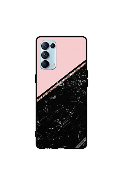 Covernex غطاء حماية لهاتف Oppo Reno5 Pro 5G - رخام أسود وشريط ذهبي