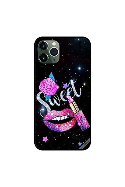 Covernex غطاء حماية لجهاز iPhone 11 Pro بنقشة زهور وشفتين حلوة وأحمر شفاه