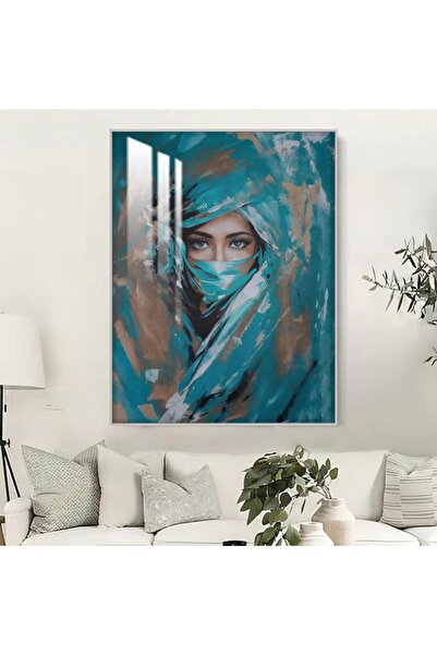 4gdran لوحة جدارية خشبية بتصميم فتاة عربية مع برواز فضي و طبقة من الاكرليك ال...