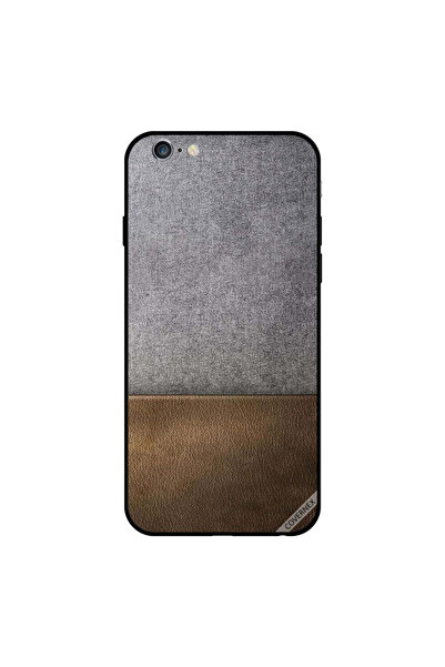 Covernex غطاء حماية لجهاز iPhone 6s Plus بنقشة قماش رمادي وجلد بني