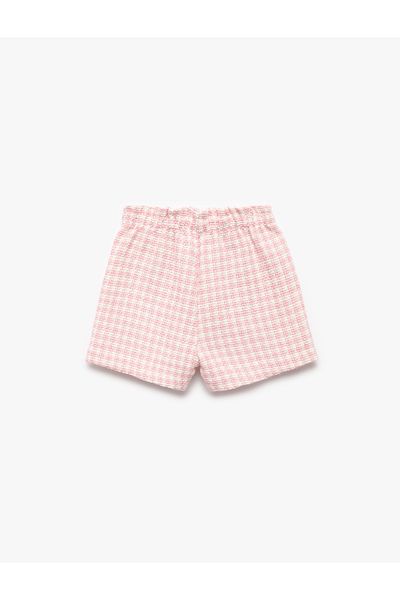 Koton Elastic Waist Pocket Button Tweed Shorts