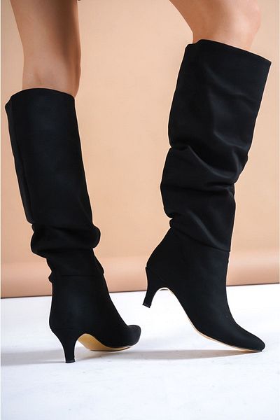 motto store Women's Heel Pull Boots Pointed Toe Heel Height 6cm