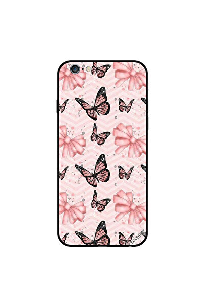 Covernex غطاء حماية لجهاز iPhone 6s Plus بنقشة فراشات باللونين الأسود والخوخي
