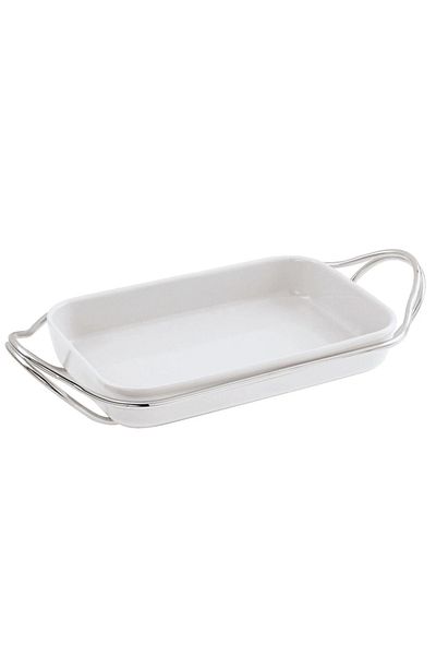 Sambonet Rectangular Porcelain Serving with Handle 35 cm