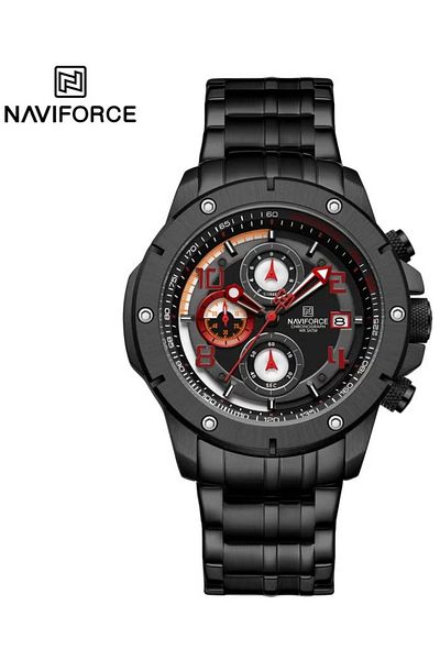 Naviforce Men's Luxury Chronograph Watch – 46mm Dial, Stainless Steel Strap, Tachymeter, Water Resistant