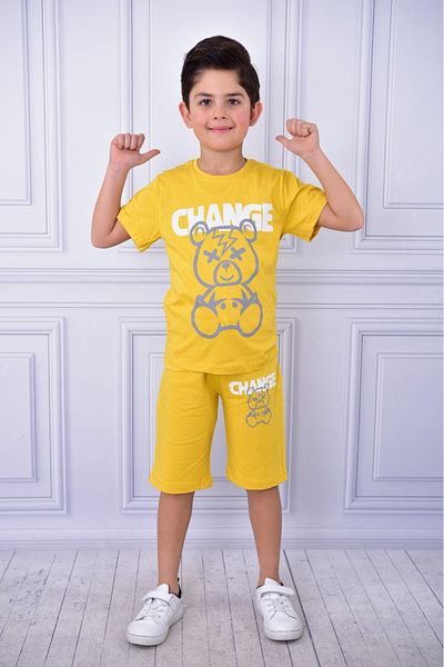 ruhaay Unisex Change Printed Children's Short-Sleeved Summer Shorts with Elastic Waist and Pockets Bottom Top Suit