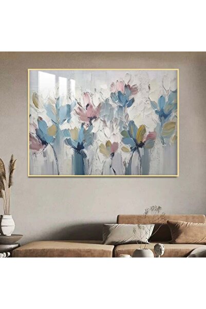 4gdran لوحة جدارية خشبية فاخرة بتصميم ورد مع برواز ذهبي و طبقة من الاكرليك الشفاف