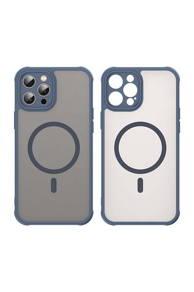 SKYDDAR INNOVATION Husă pentru iPhone 12 Pro Max, HaloFrost MagSafe II, antișoc, set de autocolante, albastru marin