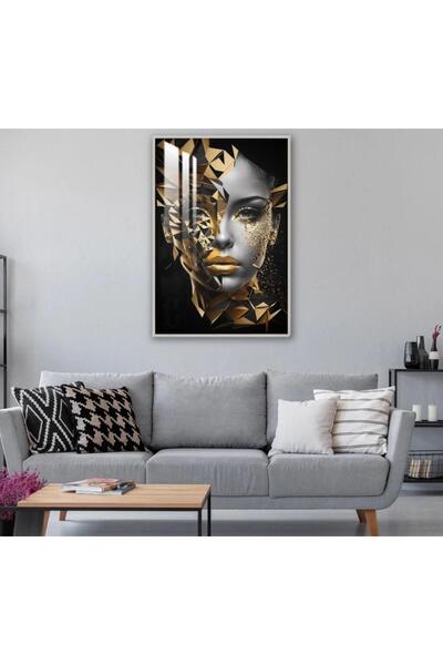 SND لوحة جدارية خشبية بتصميم فتاة مع برواز فضي و طبقة من الاكرليك الشفاف