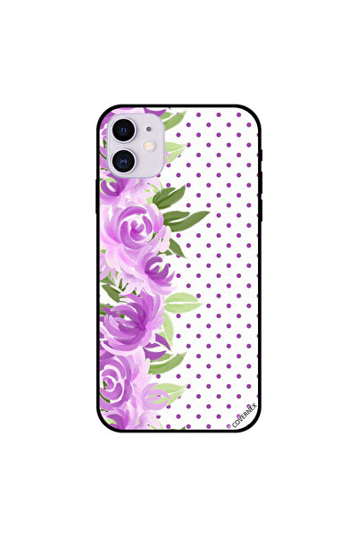 Covernex غطاء حماية لجهاز iPhone 11 بنقشة ورود بنفسجية وردية ونقشة كافي خضراء