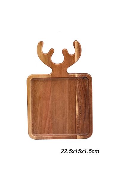 SepetçiBaba Acacia Deer Square Presentation Plate Small Size - 65622