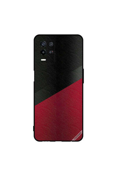Covernex غطاء حماية لهاتف Oppo K9x بنمط جلدي أسود وأحمر