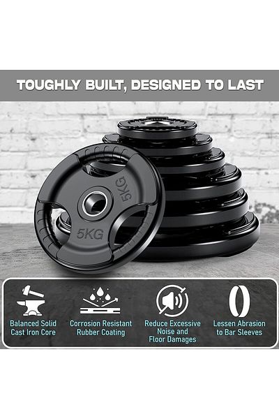 Delta Power DeltaPower 2-Inch Rubber Olympic Grip Weight Plates for Strength Training 5KG