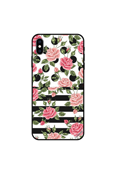 Covernex غطاء حماية لجهاز iPhone XS MAX بخطوط وردية وسوداء وبيضاء