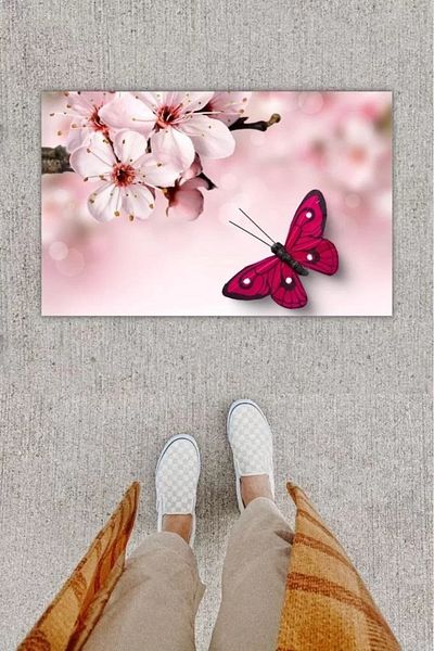 Home Digital Printing Decorative Butterfly Pink Door Mat K-1232