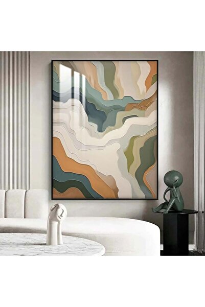 4gdran لوحة جدارية خشبية بتصميم الفن التجريدي مع برواز اسود و طبقة من الاكرلي...