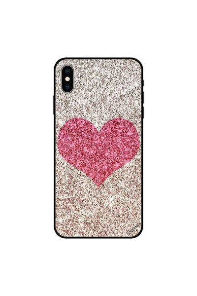 Covernex iPhone XS MAX Case Cover Pink Glitter Heart In Mid