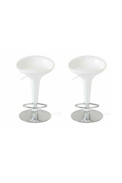 Just Home Lara 2'li Bar Sandalyesi - Beyaz - 88x40x43 cm