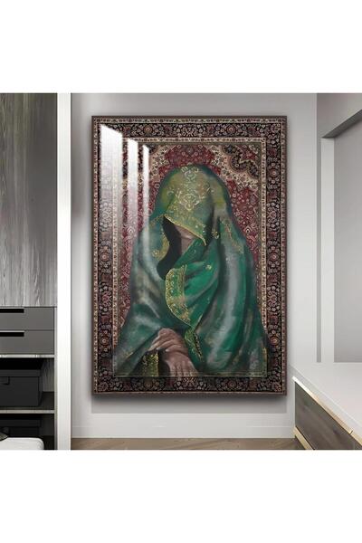 4gdran لوحة جدارية خشبية بتصميم فتاة عربية مع برواز بني و طبقة من الاكرليك ال...