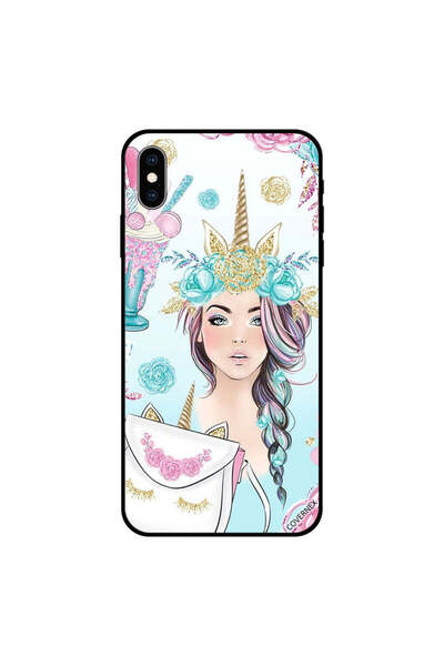Covernex غطاء حماية لهاتف iPhone X بتصميم فتاة وحيد القرن والآيس كريم