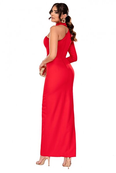 Atmosphere Fashion Rochie lungă roșie cu broșă