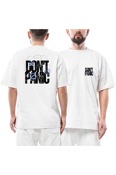 Z zepplin Μπλουζάκι Dont Panic μπροστινό πίσω εμπριμέ λευκό υπερμεγέθη