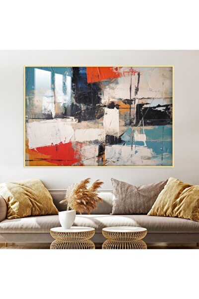 4gdran لوحة جدارية خشبية فاخرة بتصميم الفن التشكيلي مع برواز ذهبي و طبقة من ا...