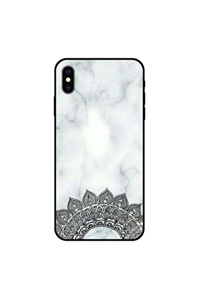 Covernex غطاء حماية لجهاز iPhone XS بنقشة زهرة سوداء ورخامية بيضاء