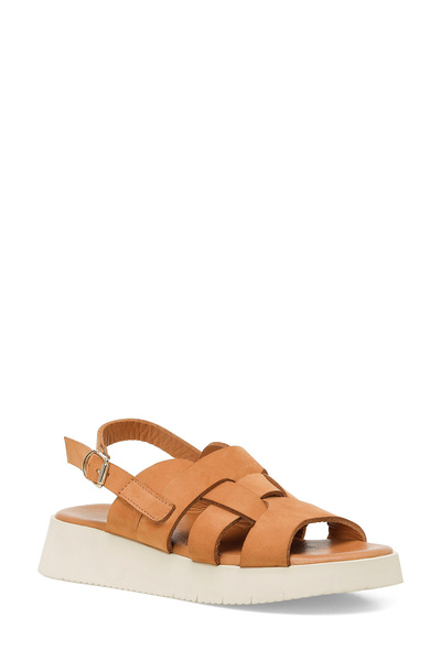 İnci Official Inci Hollow 5Fx Tan Women's Thick Sole Sandals
