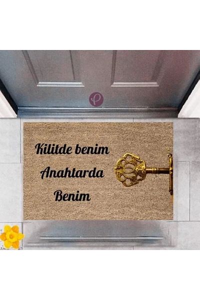 Mu Art Ahşap Door Mat Decorative Digital Printing Key P-2483