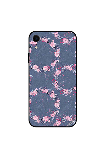 Covernex غطاء حماية لجهاز iPhone XR بتصميم نقشة رمادية داكنة مع زهور دائرية