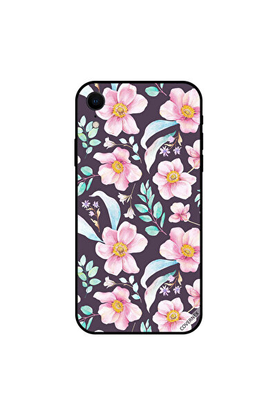 Covernex غطاء حماية لجهاز iPhone XR بنقشة زهور وردية وريش أخضر فاتح