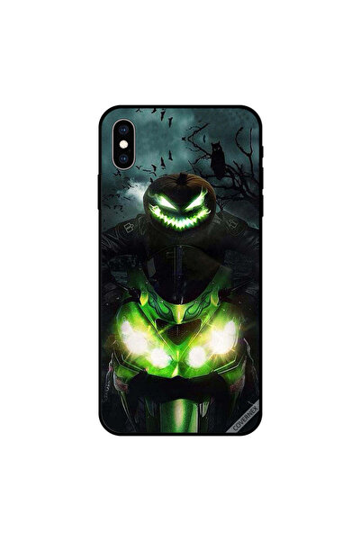 Covernex غطاء حماية لهاتف iPhone XS MAX، دراجة خضراء، بومة ليلية داكنة في الخ...