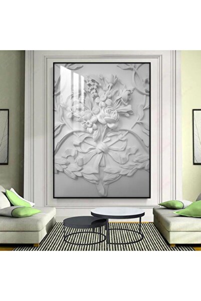 4gdran لوحة جدارية خشبية مطبوعة بتصميم جبسية مع برواز اسود و طبقة من الاكرليك...