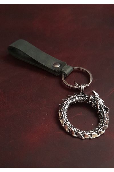 BSN Store Self-Eating Snake Figure Keychain Premium Handmade Real Leather Keychain