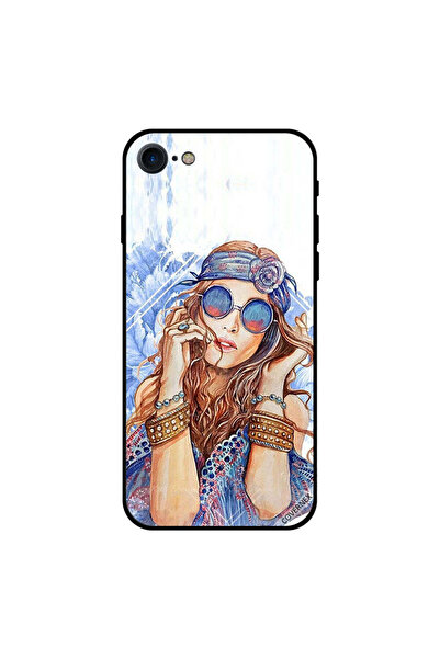 Covernex غطاء حماية لهاتف iPhone 7 بتصميم فستان أزرق ونظارة زرقاء لفتاة