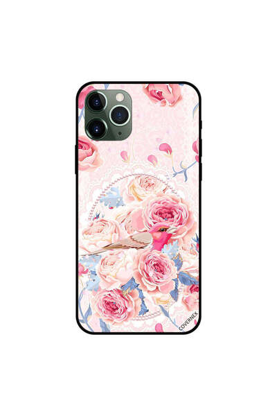 Covernex غطاء حماية لجهاز iPhone 11 Pro بتصميم طائر وردي لطيف في سلة زهور