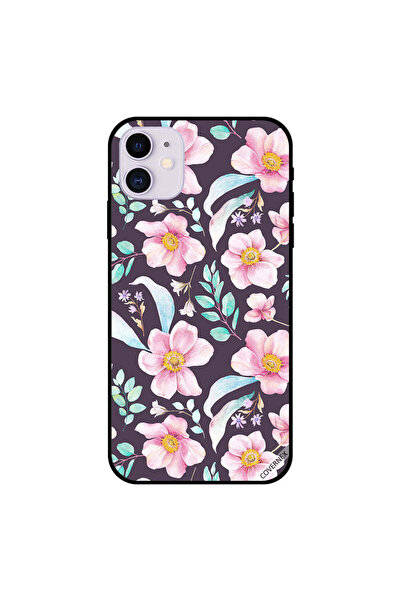 Covernex غطاء حماية لجهاز iPhone 11 بنقشة زهور وردية وريش أخضر فاتح