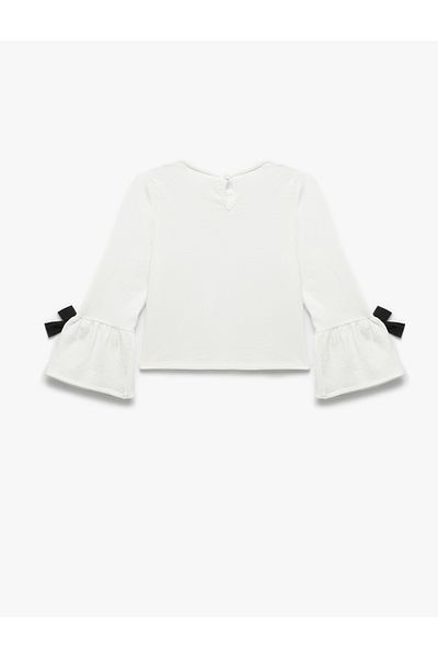 Koton Bow Long Sleeve Crew Neck Blouse
