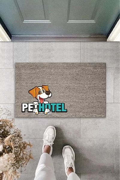 Home Digital Printing Gray Pet Hotel Decorative Door Mat with Dog K-2027