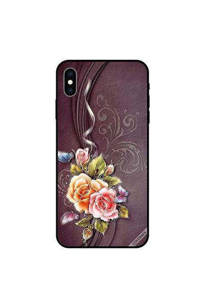Covernex غطاء حماية لجهاز iPhone XS MAX بنقشة زهور وفراشات من القماش البني